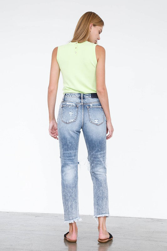 HIGH RISE STRAIGHT JEANS - Sleekdenim.com