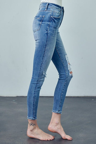 HIGH RISE ANKLE SKINNY JEANS | Sleekdenim.com