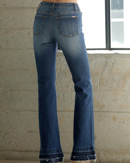 MID-RISE DOUBLE UN-HEM PREMIUM FLARE JEANS - Sleekdenim.com