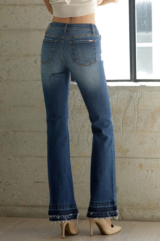 MID-RISE DOUBLE UN-HEM PREMIUM FLARE JEANS - Sleekdenim.com