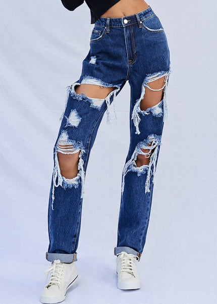 High Waist Ripped Baggy Jeans - Sleekdenim.com