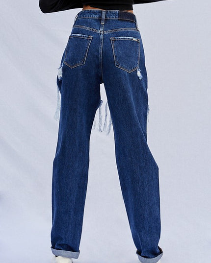 High Waist Ripped Baggy Jeans - Sleekdenim.com