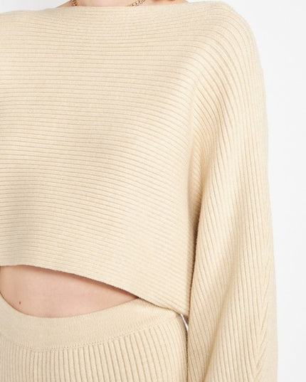 DOLMAN SLEEVE CROPPED SWEATER - Sleekdenim.com