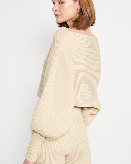 DOLMAN SLEEVE CROPPED SWEATER - Sleekdenim.com