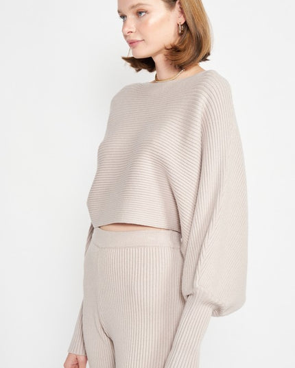 DOLMAN SLEEVE CROPPED SWEATER - Sleekdenim.com