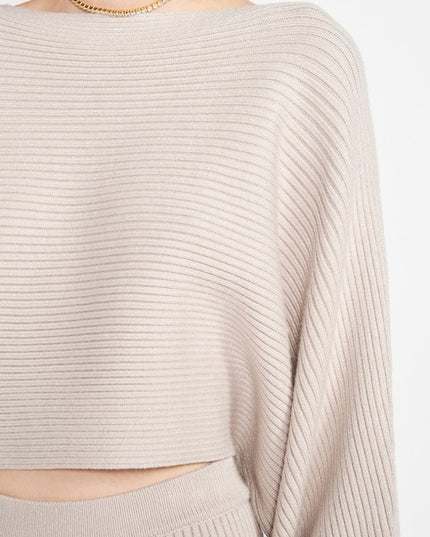 DOLMAN SLEEVE CROPPED SWEATER - Sleekdenim.com