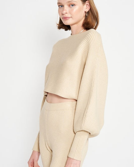 DOLMAN SLEEVE CROPPED SWEATER - Sleekdenim.com