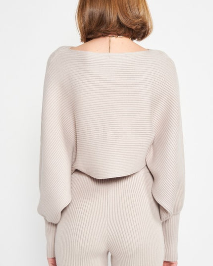 DOLMAN SLEEVE CROPPED SWEATER - Sleekdenim.com