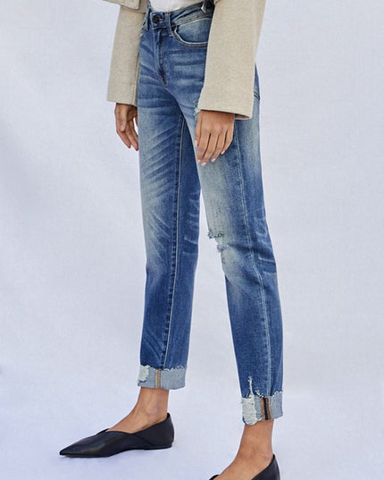 Raw Hem Boyfriend Jeans - Sleekdenim.com