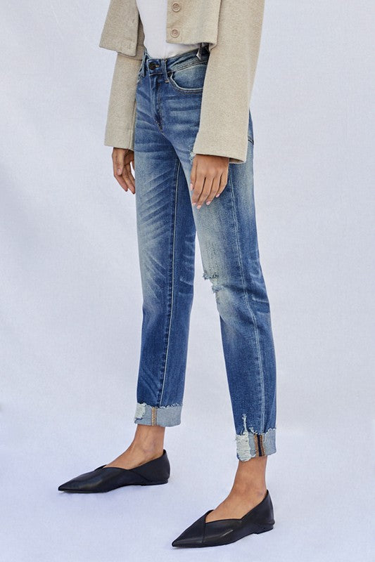 Raw Hem Boyfriend Jeans - Sleekdenim.com