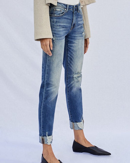 Raw Hem Boyfriend Jeans - Sleekdenim.com