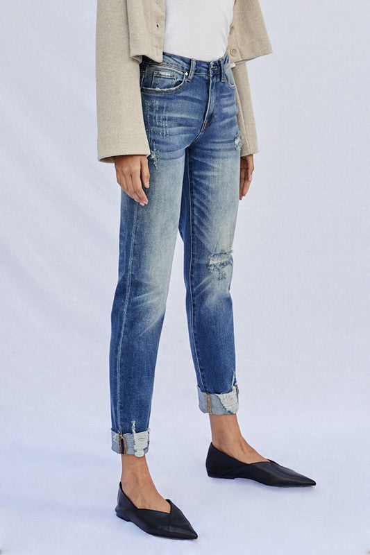 Raw Hem Boyfriend Jeans - Sleekdenim.com