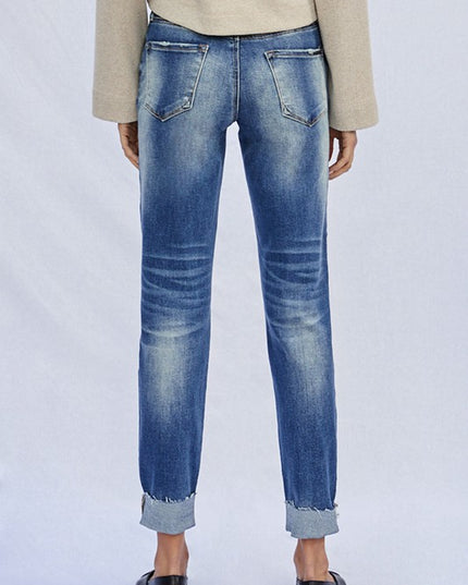 Raw Hem Boyfriend Jeans - Sleekdenim.com