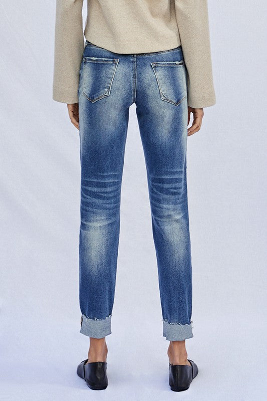 Raw Hem Boyfriend Jeans - Sleekdenim.com