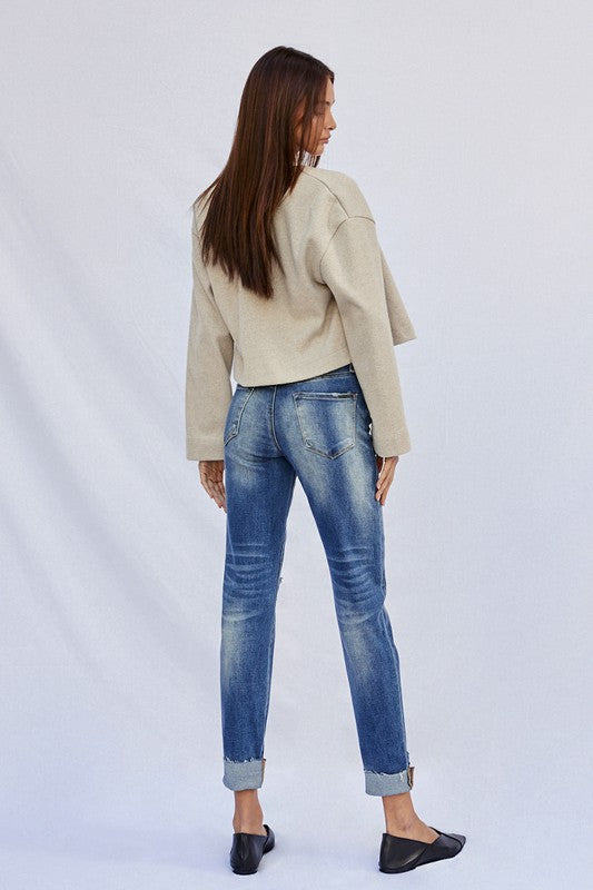 Raw Hem Boyfriend Jeans - Sleekdenim.com