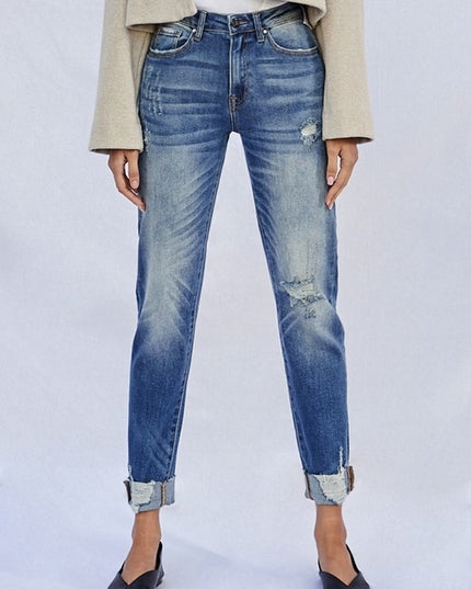 Raw Hem Boyfriend Jeans - Sleekdenim.com