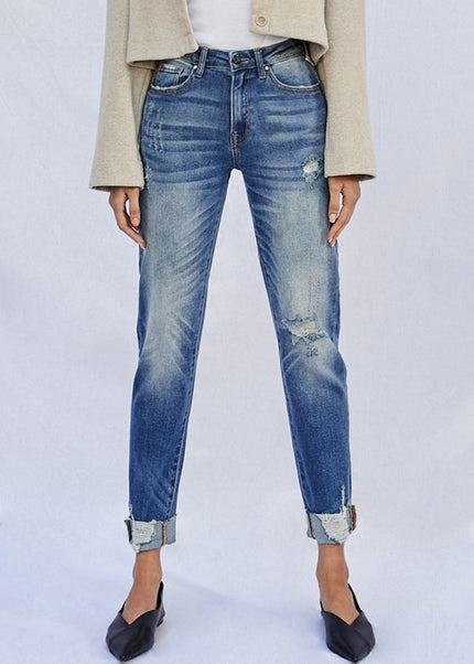 Raw Hem Boyfriend Jeans - Sleekdenim.com