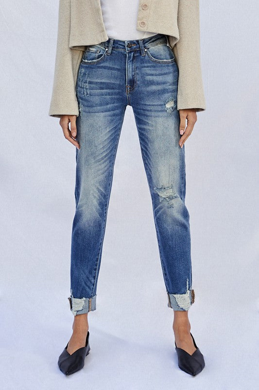 Raw Hem Boyfriend Jeans - Sleekdenim.com