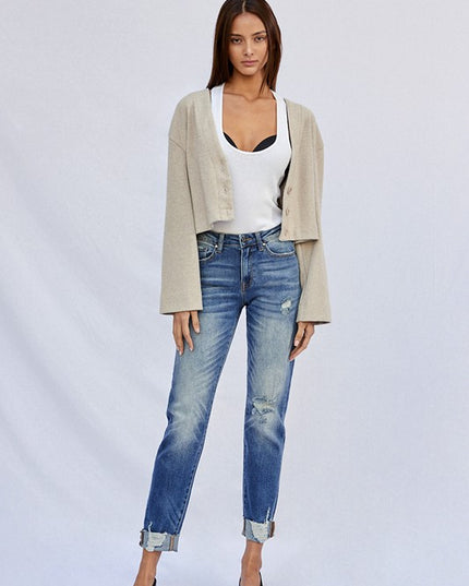 Raw Hem Boyfriend Jeans - Sleekdenim.com