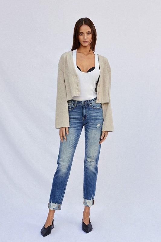 Raw Hem Boyfriend Jeans - Sleekdenim.com