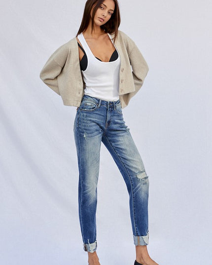 Raw Hem Boyfriend Jeans - Sleekdenim.com