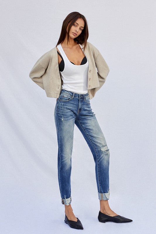 Raw Hem Boyfriend Jeans - Sleekdenim.com