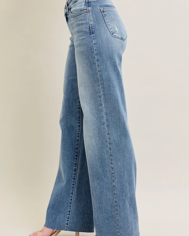 Judy Blue Full Size V - Front Baggy Jeans Plus Size - Sleekdenim.com