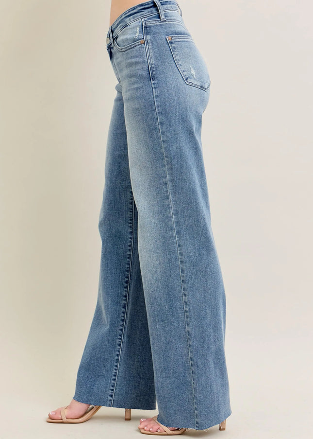 Judy Blue Full Size V - Front Baggy Jeans Plus Size - Sleekdenim.com