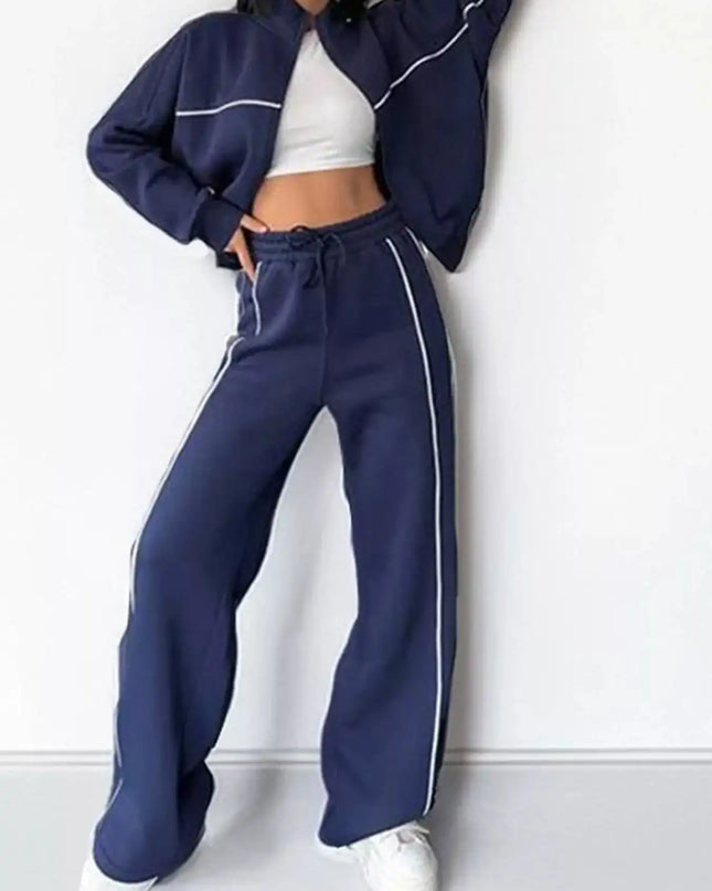 Full Size Zip Up Long Sleeve Top and Pants Set Plus Size - Sleekdenim.com