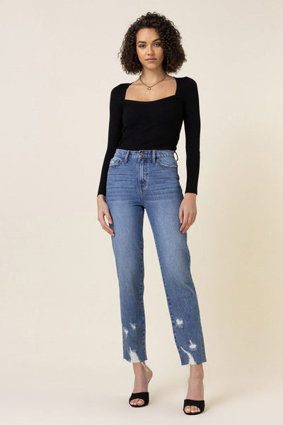 High Waisted Straight Leg Jean