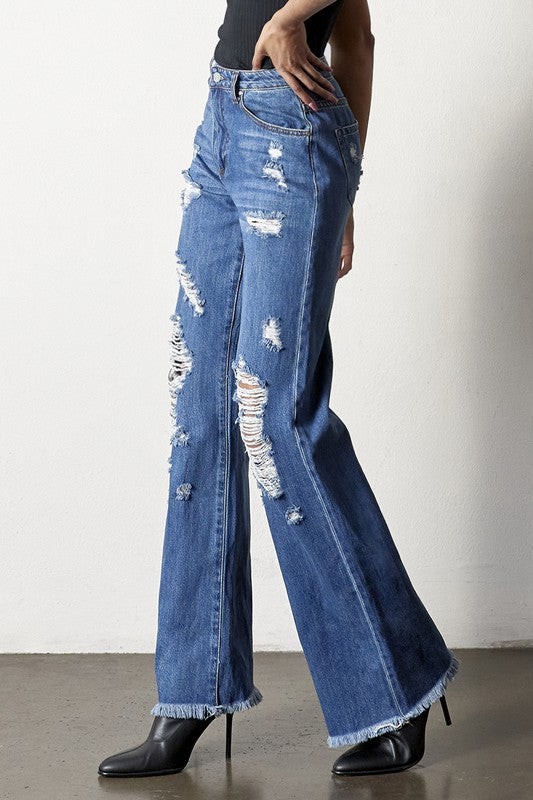DISTRESSED DAD JEANS - Sleekdenim.com
