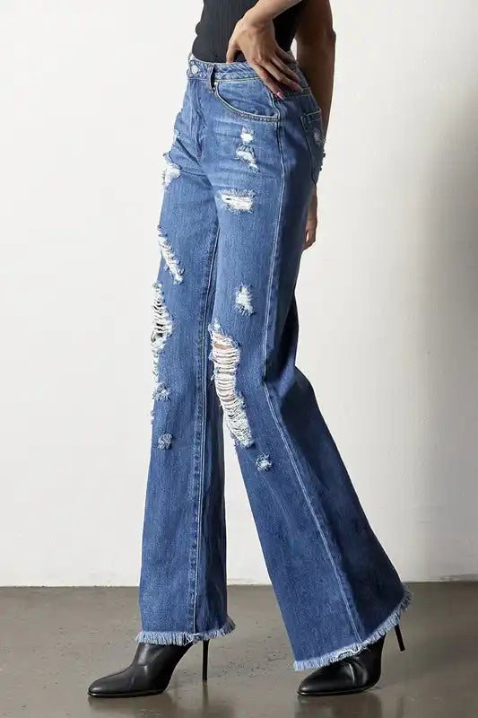DISTRESSED DAD JEANS - Sleekdenim.com