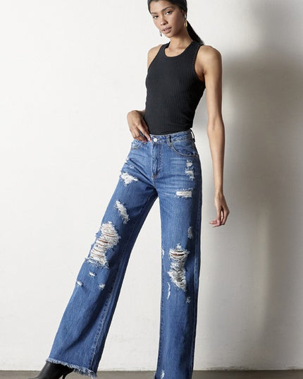 DISTRESSED DAD JEANS - Sleekdenim.com