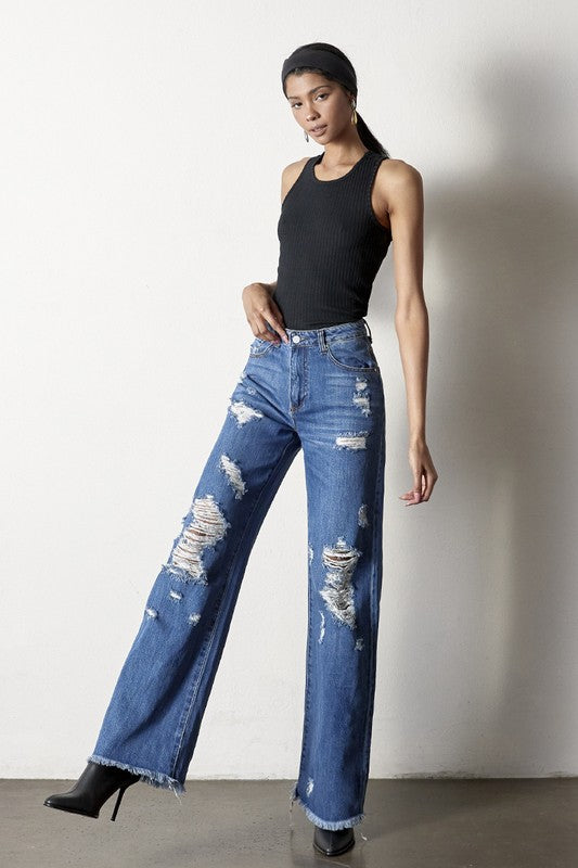 DISTRESSED DAD JEANS - Sleekdenim.com