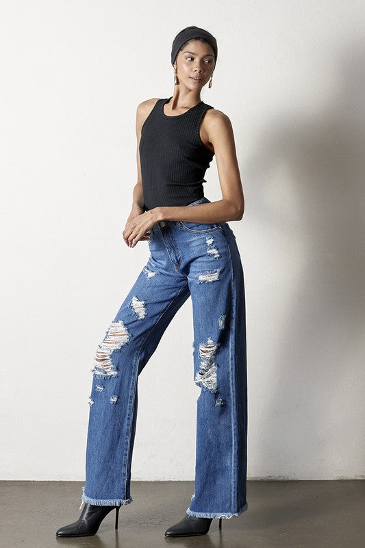 DISTRESSED DAD JEANS - Sleekdenim.com