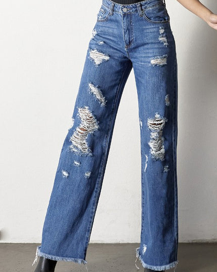 DISTRESSED DAD JEANS - Sleekdenim.com