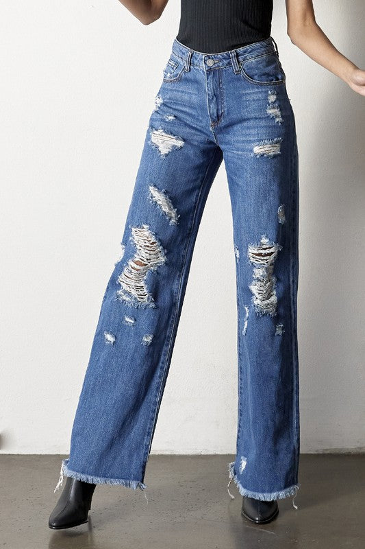 DISTRESSED DAD JEANS - Sleekdenim.com