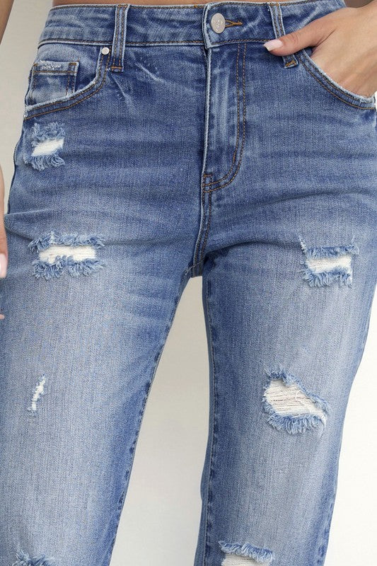 Mid Rise Slim Boyfriend Jeans - Sleekdenim.com