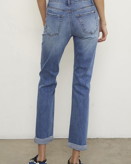 Mid Rise Slim Boyfriend Jeans - Sleekdenim.com