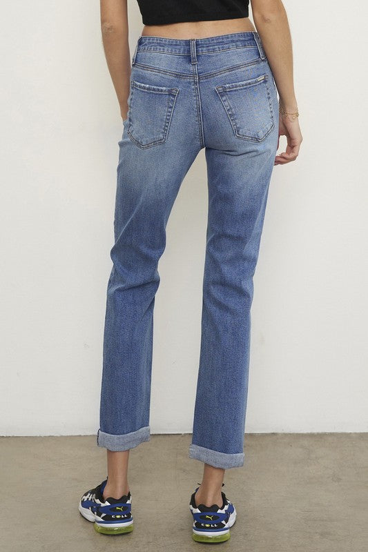 Mid Rise Slim Boyfriend Jeans - Sleekdenim.com