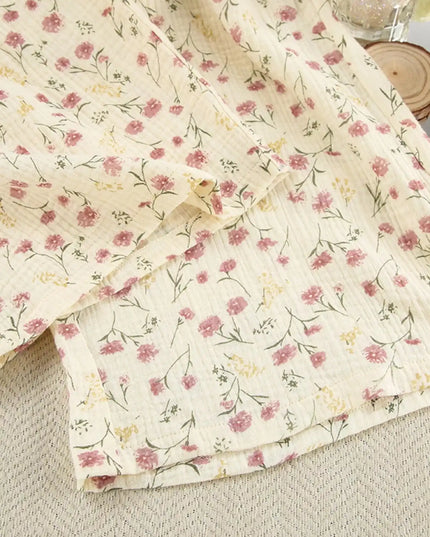 Floral Print Button-Down Top and Pants Lounge Set - Sleekdenim.com