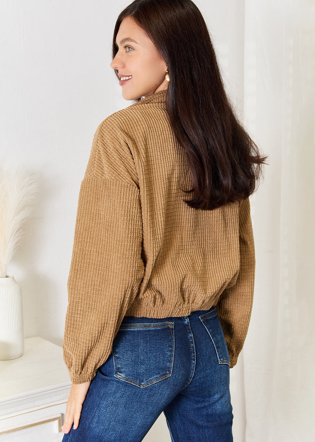 Perfee Long Sleeve Dropped Shoulder Jacket - Sleekdenim.com