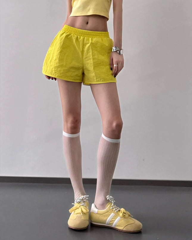 Elastic Waist Shorts with Pockets - Sleekdenim.com