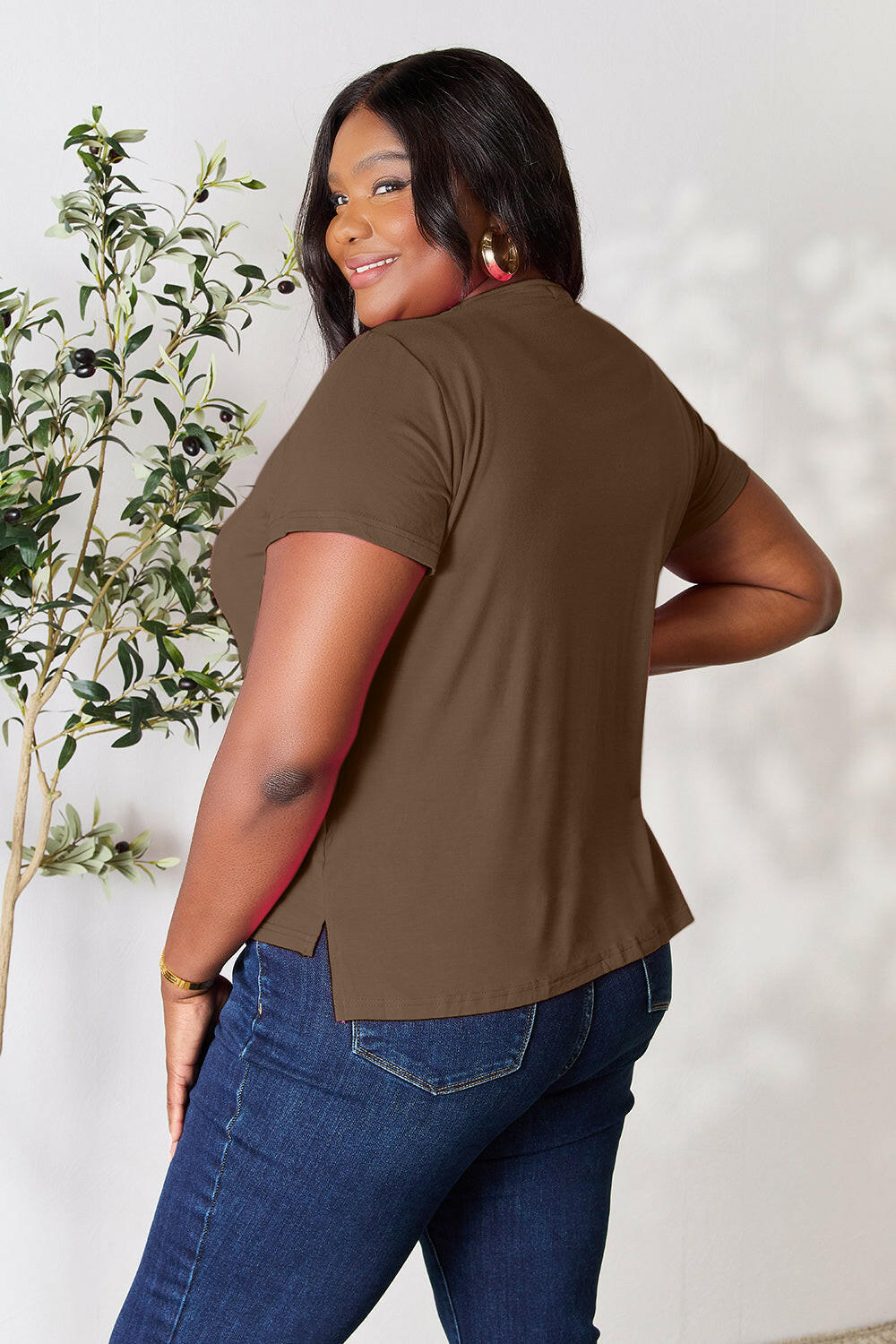 Basic Bae Full Size Round Neck Short Sleeve T-Shirt Chestnut