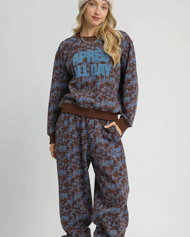 Umgee Scenic Print Casual Sweatpants - Sleekdenim.com