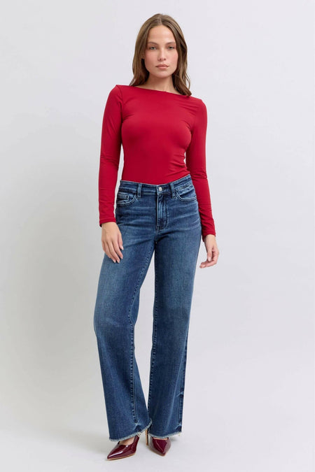 Judy Blue Full Size Raw Hem Mid Rise Jeans | Sleekdenim.com