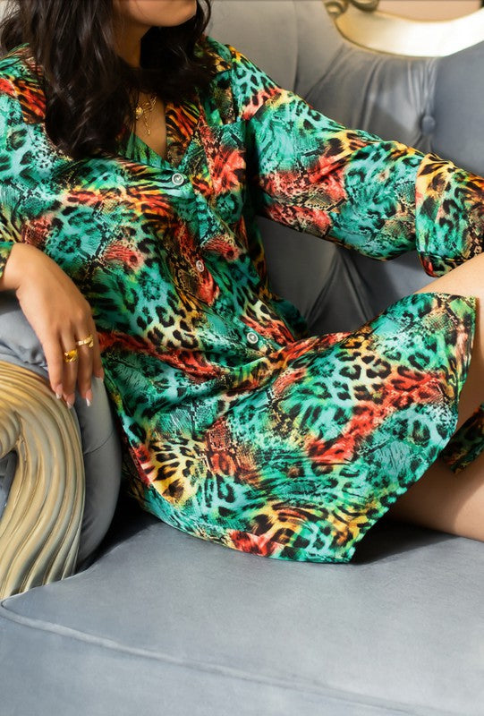 LEOPARD PRINT SLEEP SHIRT - Sleekdenim.com