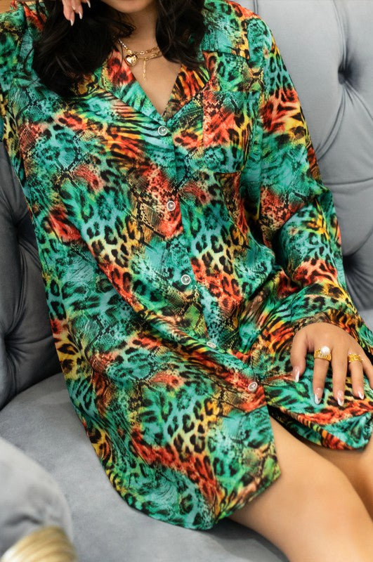 LEOPARD PRINT SLEEP SHIRT - Sleekdenim.com