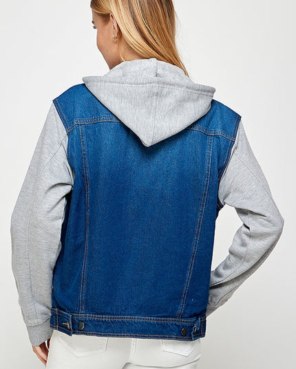 Women's Denim Jacket with Fleece Hoodies - Sleekdenim.com