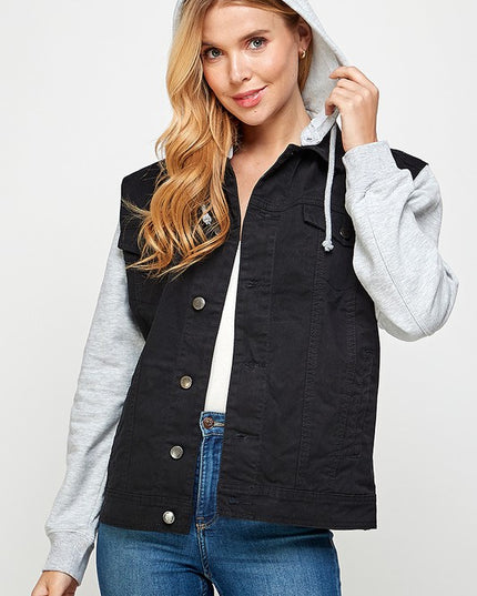Women's Denim Jacket with Fleece Hoodies - Sleekdenim.com